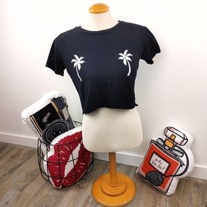 FRED | Palm Tree Black Crop Top Size Small